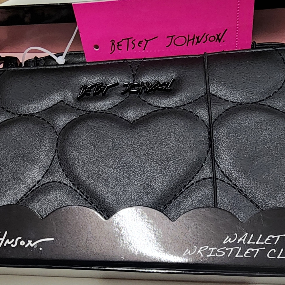 Betsey Johnson Black Wristlet Clutch